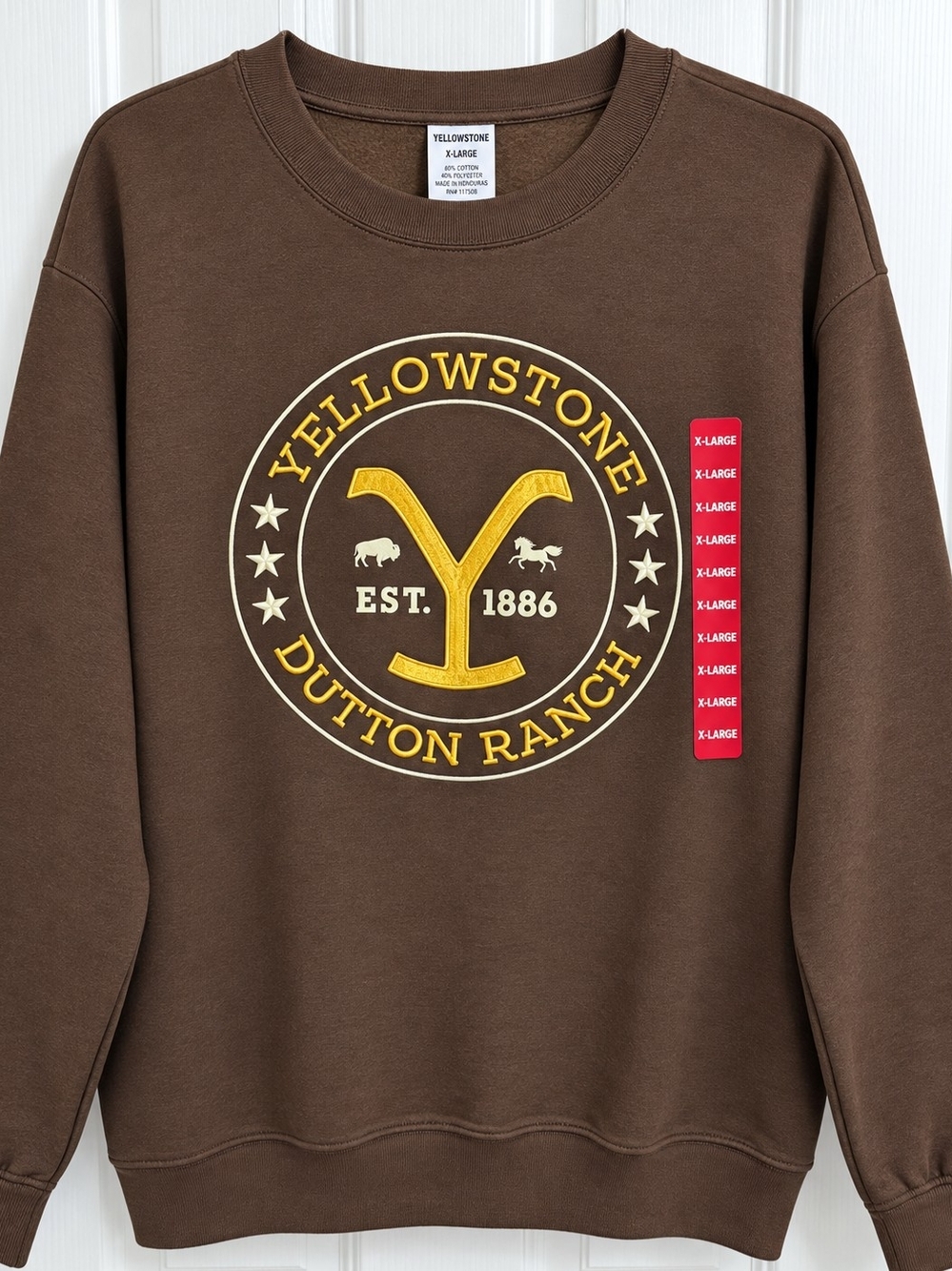 Yellowstone Dutton Ranch Brown Logo Crewneck Sweatshirt